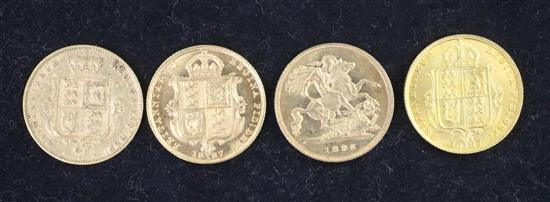 Four Victoria gold half sovereigns,